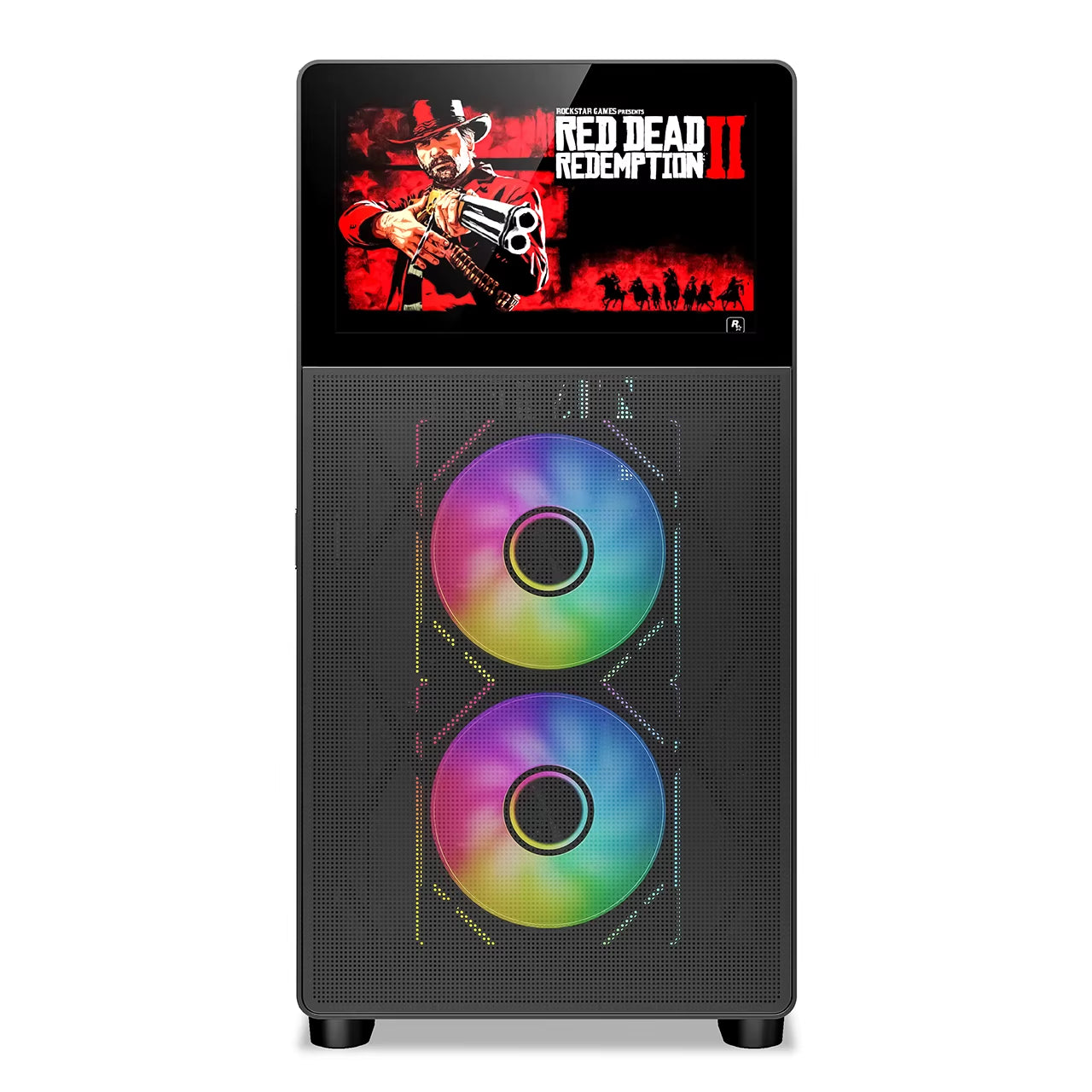 Open Door Tempered Glass Side Panel ATX Gaming Case with Screen LCD Display Monitor Computer Case