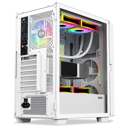 Open Door Tempered Glass Side Panel ATX Gaming Case with Screen LCD Display Monitor Computer Case
