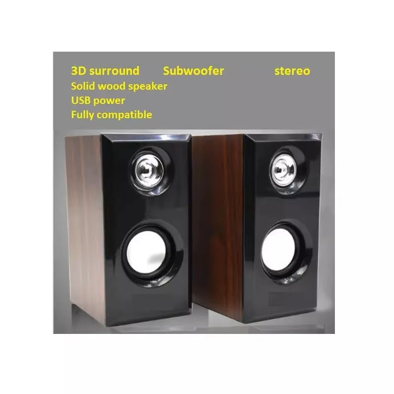 YTGEE Custom Logo Portable Wooden Audio USB Electronic Sports Gaming Home Theater Desktop Speaker for Laptop Computer Cellphones