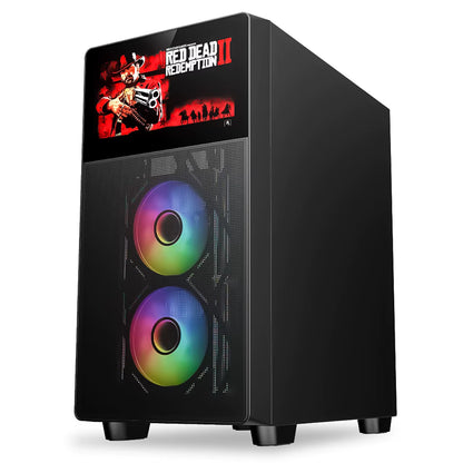 Open Door Tempered Glass Side Panel ATX Gaming Case with Screen LCD Display Monitor Computer Case