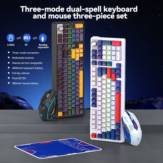 T-WOLF TF780 Three Mode Wireless BT Mechanical Keyboard Mouse Mousepad Combos