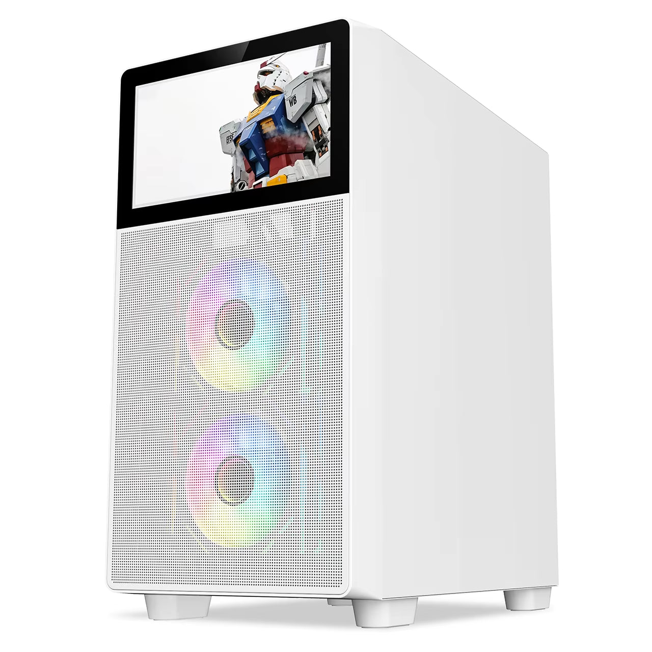 Open Door Tempered Glass Side Panel ATX Gaming Case with Screen LCD Display Monitor Computer Case